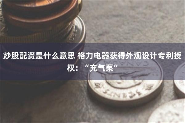 炒股配资是什么意思 格力电器获得外观设计专利授权：“充气泵”