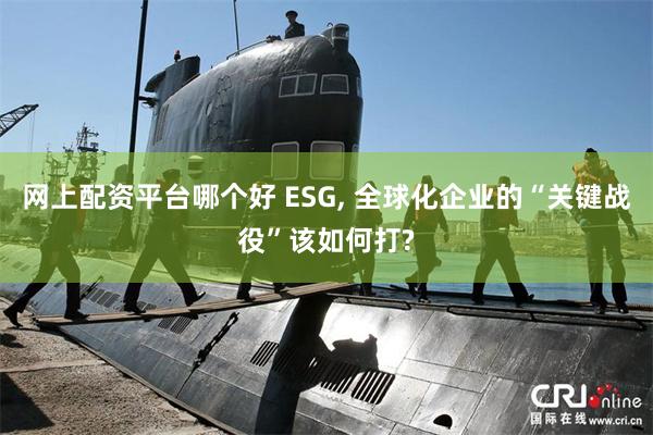 网上配资平台哪个好 ESG, 全球化企业的“关键战役”该如何打?